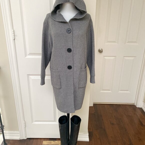 🖤NWT Cozy Hooded Knit Button Front Long Cardigan Sweater 🖤 - Picture 7 of 7